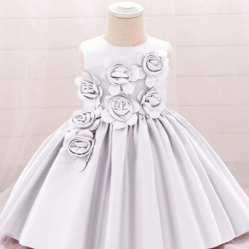 Baige 2020 Nieuwste 4 kleuren pasgeboren baby katoen linnen feeststijl kralen Lace Princess baby's peuters kind jurken L5068XZ