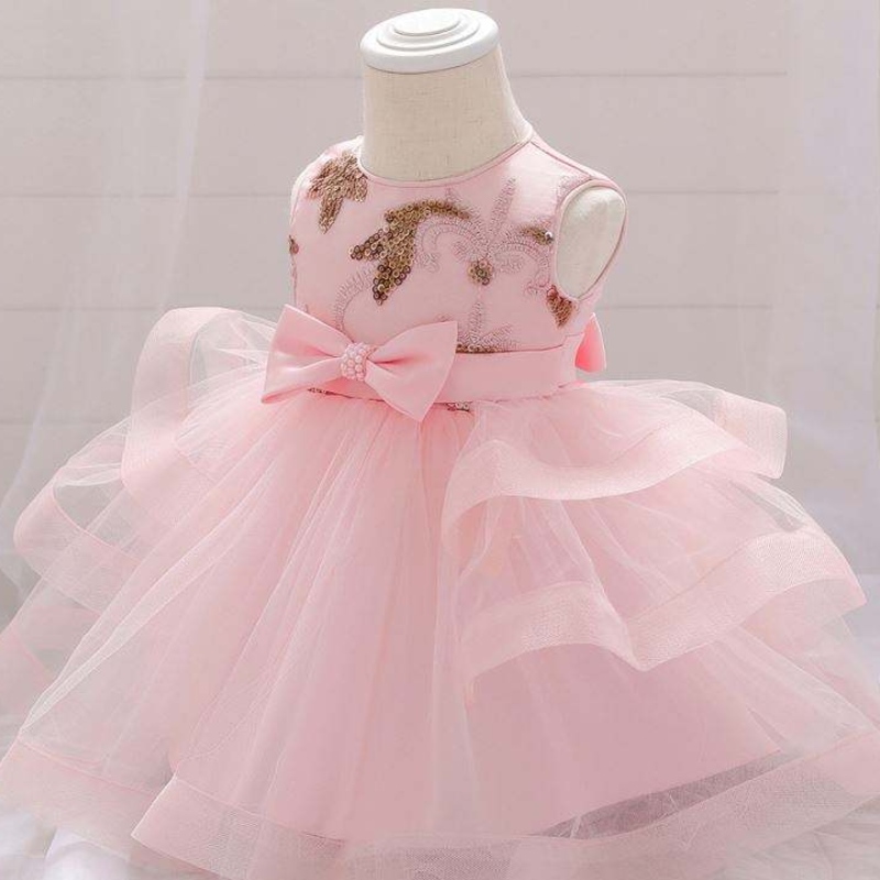 2021Summer Nieuwe Girls 2-6 jaar Peuter Party Draag baby Princess Spaanse verjaardag Lace Children jurken met boog taille L1929XZ