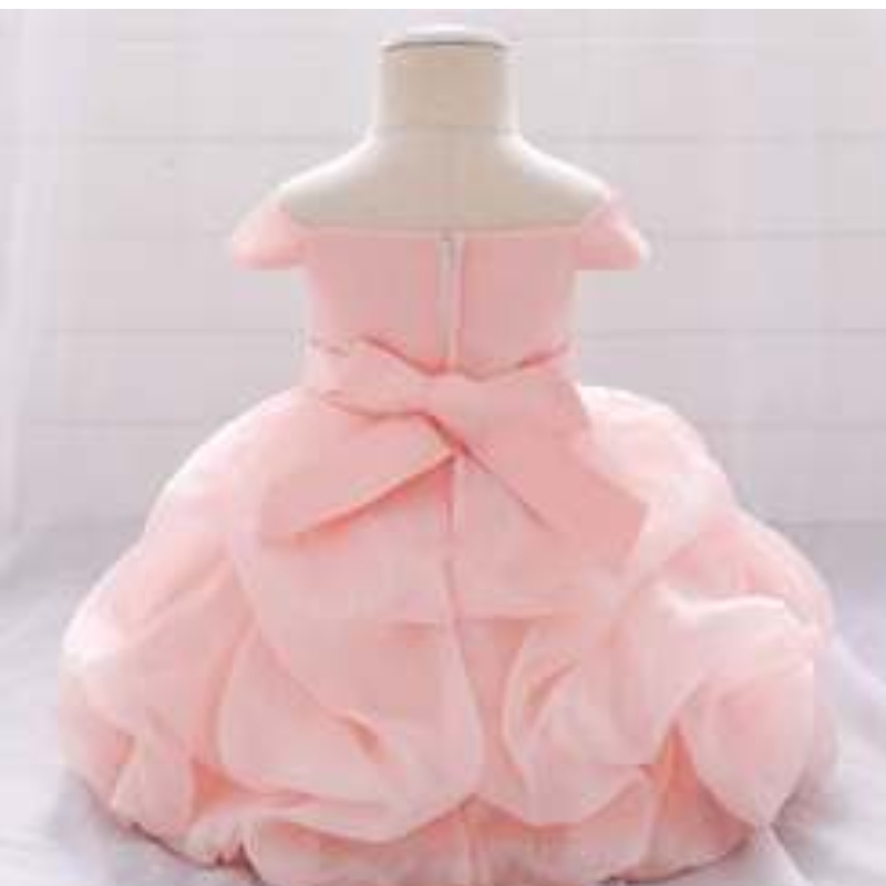 Solid Flower Applique Trailing Girl Princess Dress Kids Baby Kerstfeest Wedding Bruidsmeisje Tule Tutu -jurken L1961XZ