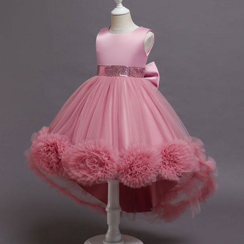Baige kleine grote meisjes bloem bruiloft trein tutu jurk formele optocht feest prinses prom ball jurk