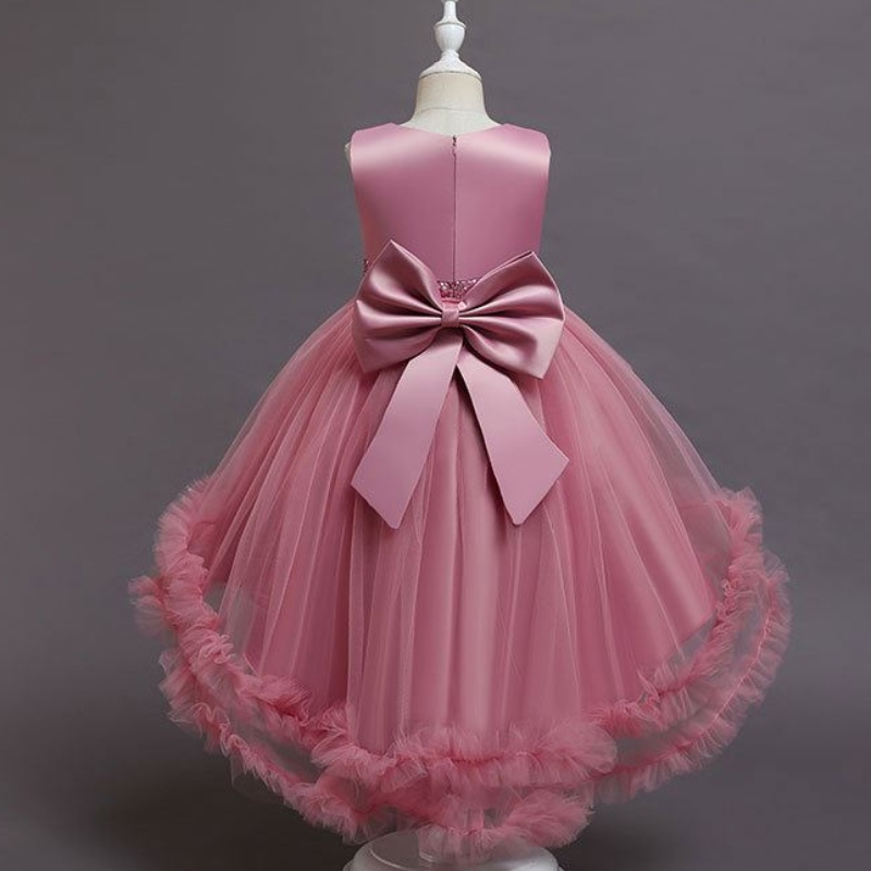 Baige kleine grote meisjes bloem bruiloft trein tutu jurk formele optocht feest prinses prom ball jurk