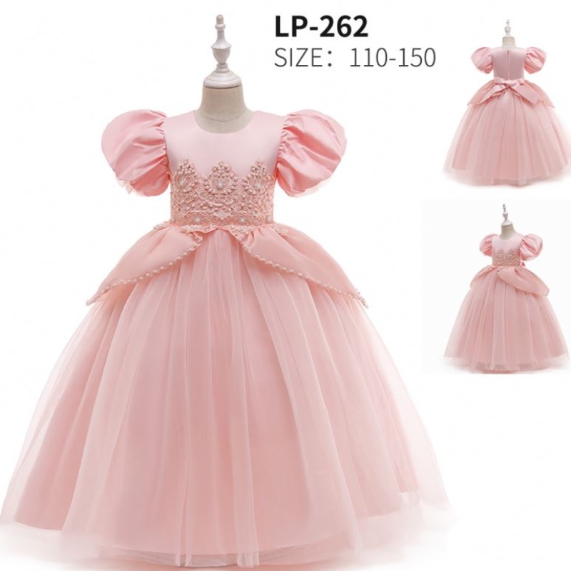 Baigenieuwe stijl roze jurken voor kinderen avond bruiloft prinses feestjurk schattig verjaardag bloemenjurk kostuum voor meisjes LP-262