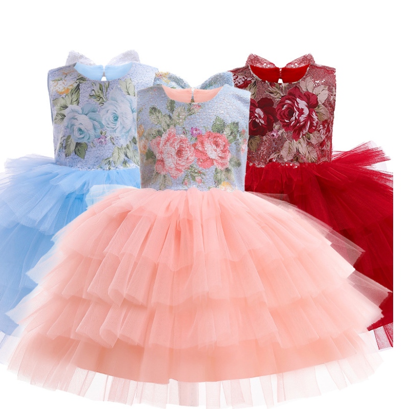Zomer baby meisje zoete stijl kleding kant bloem feest verjaardag jurk tutu rok mode feestje babymeisje jurk