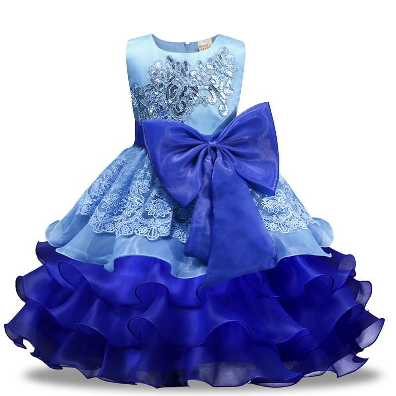 2022 Europese en Amerikaanse lovertjesjurken Bow Flower Girl Prinses Jurk Organza Puffy Rok