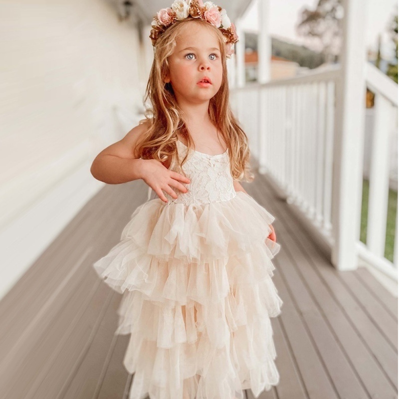 Kleine meisjes zomerjurk voor kinderen prinses verjaardagsfeestje jurk kanten sling tutu bruiloft kinderen jurken