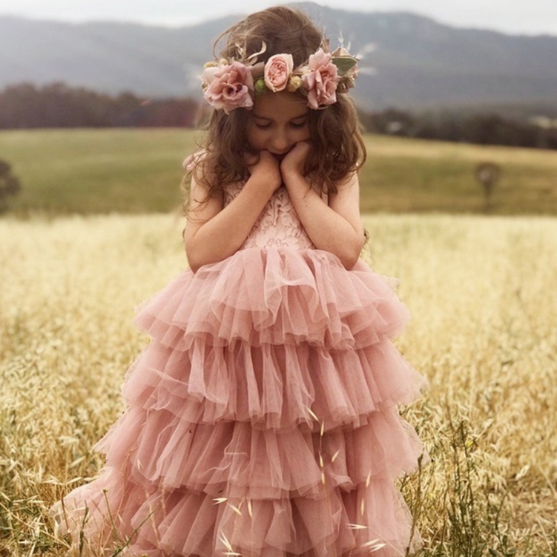 Kleine meisjes zomerjurk voor kinderen prinses verjaardagsfeestje jurk kanten sling tutu bruiloft kinderen jurken
