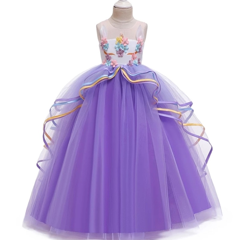 Fancy Girl Halloween Unicorn Party Long Dress Princess Girls kostuum voor kinderkleding Baby Girl Frocks Kinder kleding