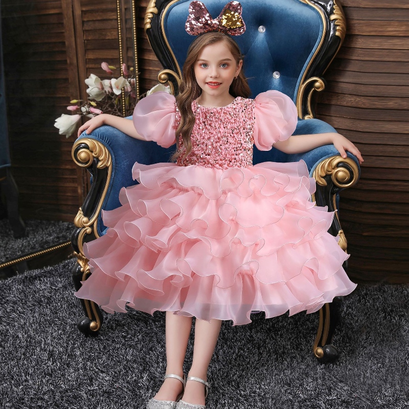 Bruiloftsfeestjurk voor meisjes bloem tule verjaardag kinderen jurken tutu kralen prom avondjurk kinderen elegante prinsesjurk