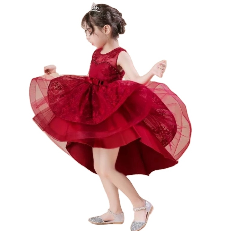 Kinderen met trouwfeestjurken Elegant Lace Girls Princess Evening Prom Tule Jurk Kids Ceremonie Formeel kostuum