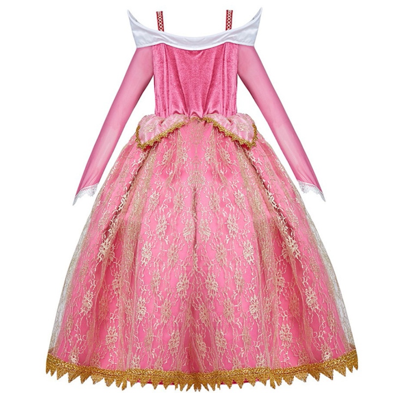 Girls Deluxe Sleeping Beauty Princess Kostuum Lange mouw Pageant feestjurk kinderen Fancy verkleedjurken 3-10T