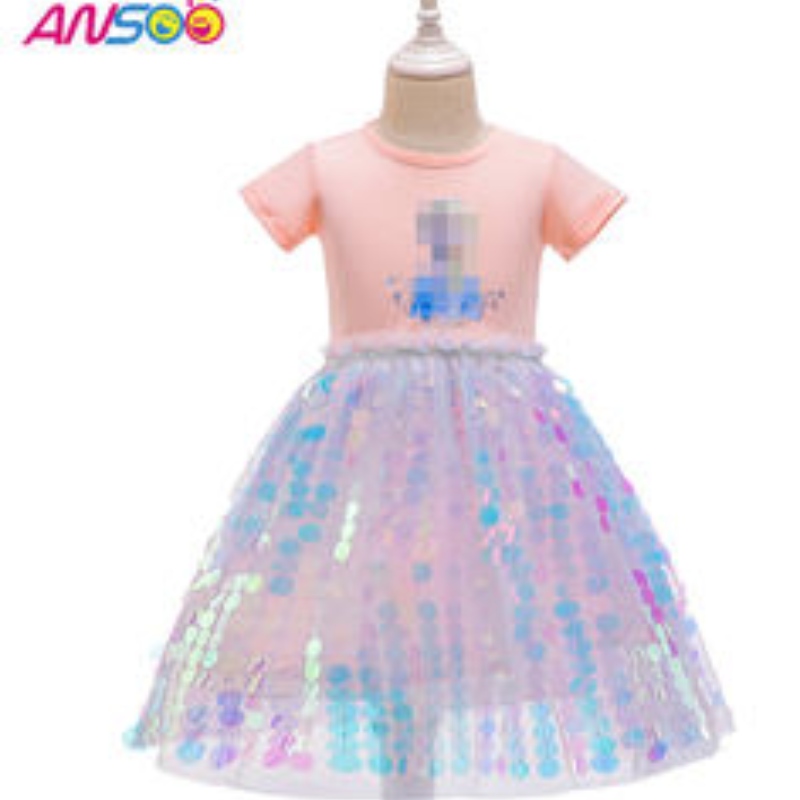 ANOO -kledingfabrikanten Ice Queen Princess Elsa Wedding Birthday Party Dress