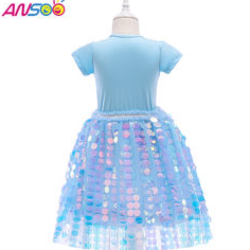 ANOO -kledingfabrikanten Ice Queen Princess Elsa Wedding Birthday Party Dress