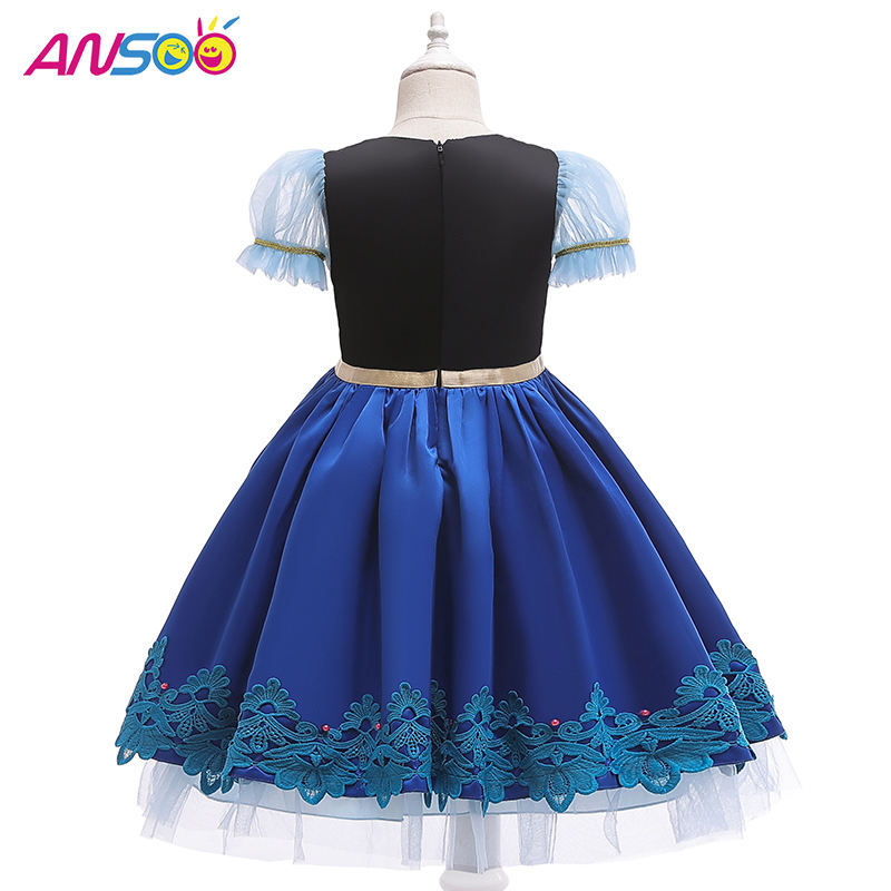 Anoo Kids Girls Princess Queen Elsa Anna Halloween Cosplay Kostuum Fancy Dress Rok