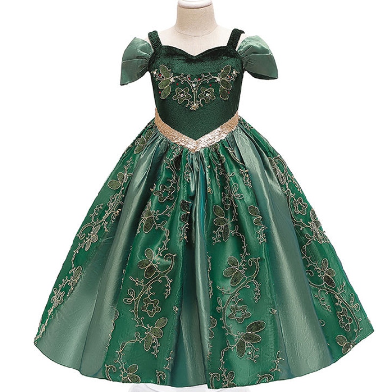 ANOO NIEUWE AANKOMST 2022 PARTY PROM Kleedt een kind in een losse elegante groene jurk op een zomerfeestje