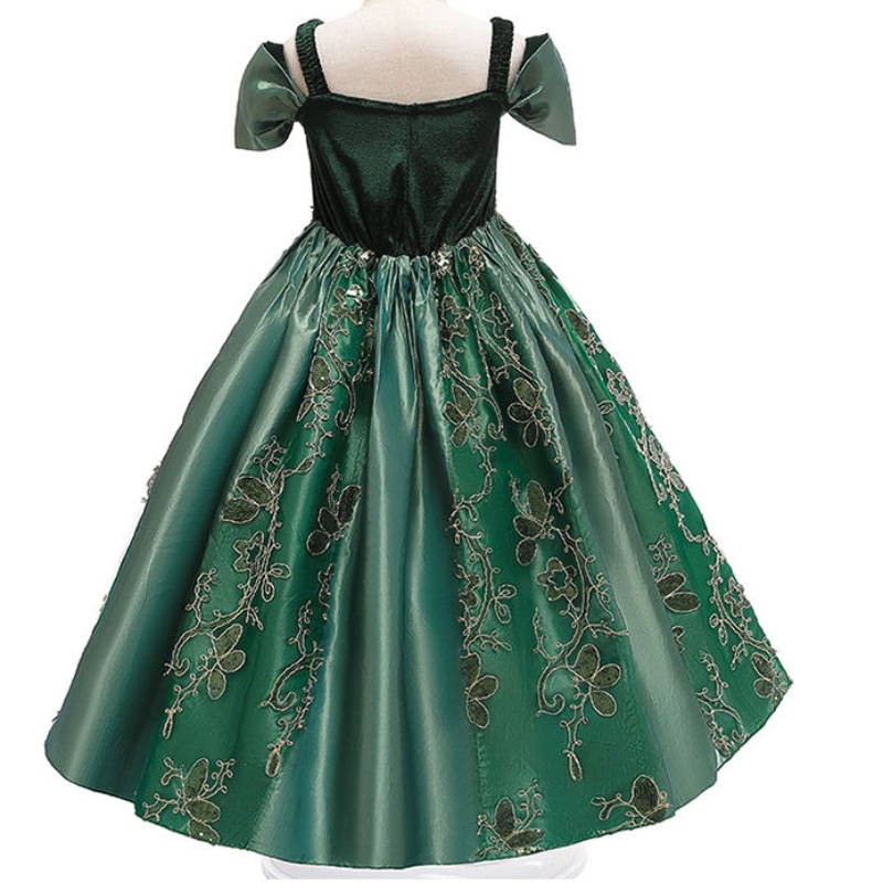 ANOO NIEUWE AANKOMST 2022 PARTY PROM Kleedt een kind in een losse elegante groene jurk op een zomerfeestje