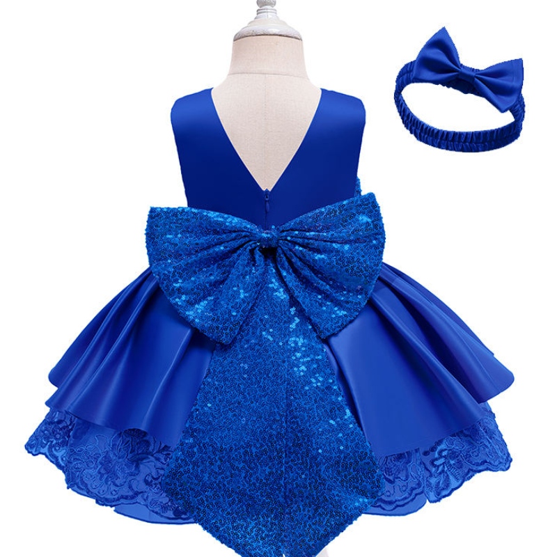 Groothandel Custom O-Neck A-Line Baby Mouwloze kleding Kid Girls Boutique Party Jurk Kid