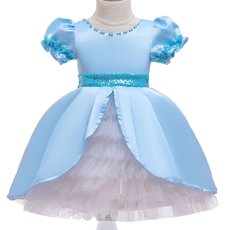 Anoo mouwloze kinderen kinderen meisjes gezelle blauwe tutu jurk baby peuters baby's zomer trending jurk boetiek jurk voor meisje