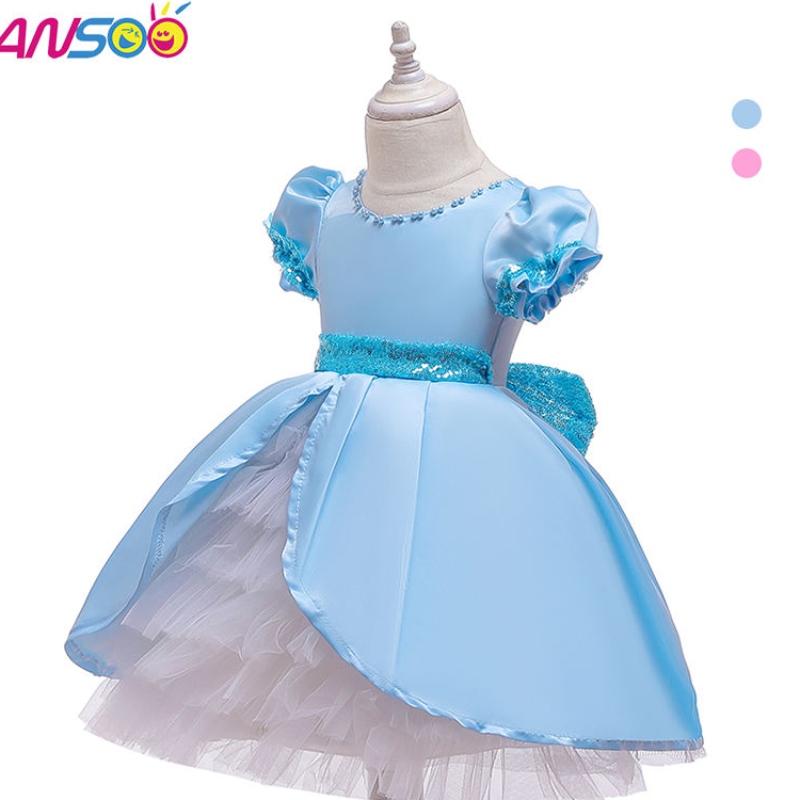 Anoo mouwloze kinderen kinderen meisjes gezelle blauwe tutu jurk baby peuters baby's zomer trending jurk boetiek jurk voor meisje