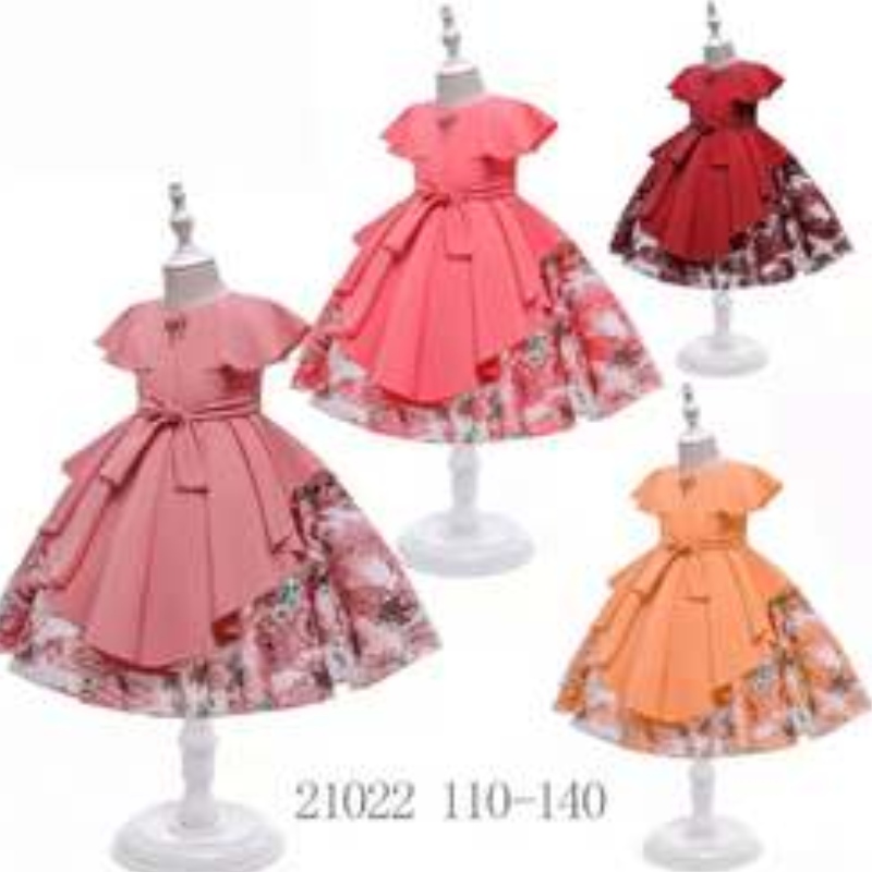 Op voorraad Baby Beading Satin Girl Dress Kids Frock Design Children Cny Kleding