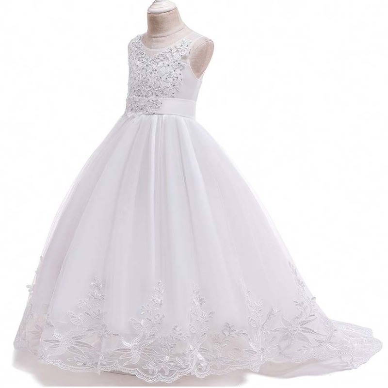 Baige fancy kleine meisjes prom diamant jurken gezwollen feest maxi jurk voor kinderen lange kinderen maxi baljurken