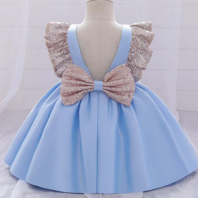 Baigenieuwe lovertjesbloem babymeisje maxi eerste communion Kleed met mooie boog