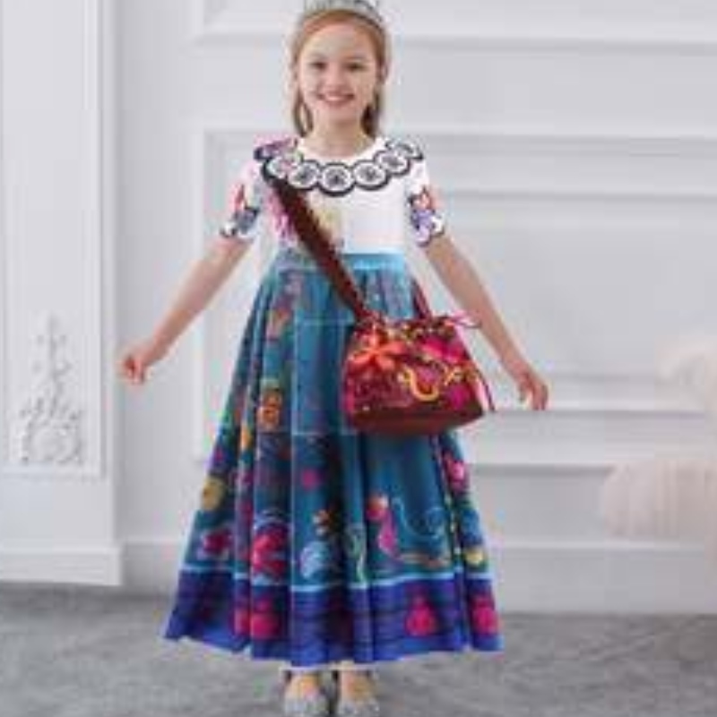 Baige encanto mirabel luisa cosplay kostuum meisje feestjurk Halloween Princess -jurk met tas
