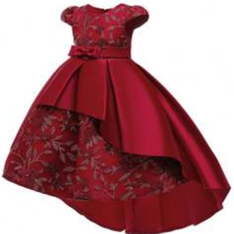 Baige duurde design print satijnen bloemen meisje feestjurk zomer zomerse mouw babymeisje verjaardag jurken