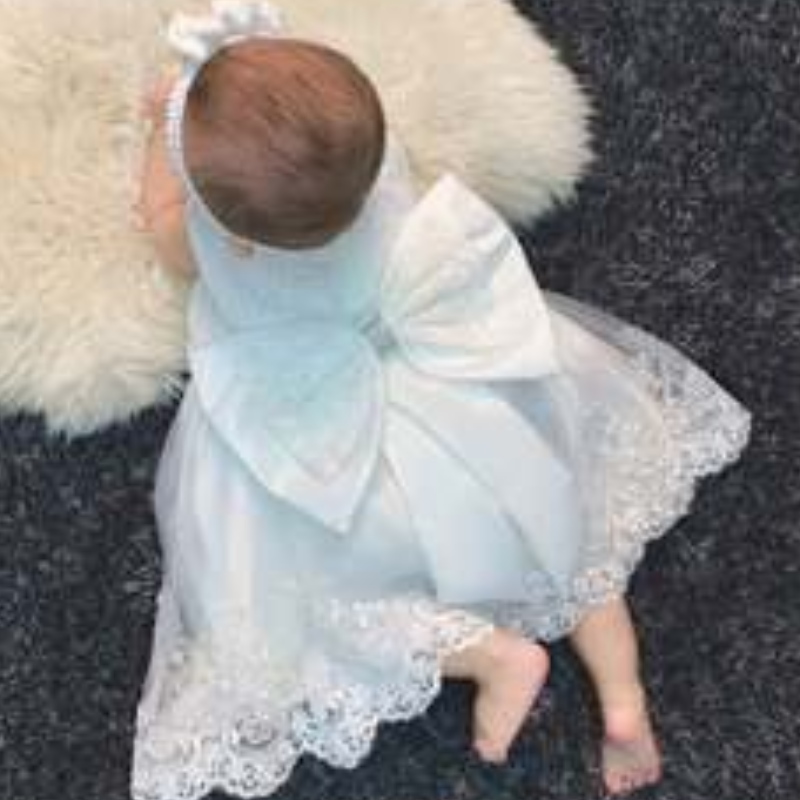 Baige groothandel pasgeboren babymeisje feestjurk bloemen doop feest evenement frock girls prinses gratis haarband
