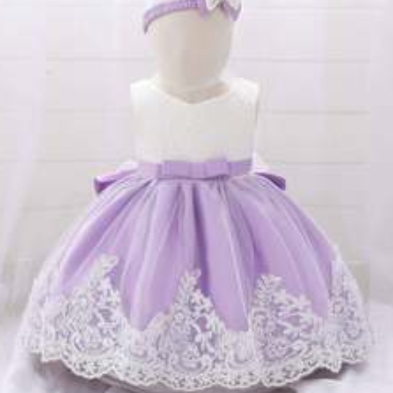 Baige groothandel pasgeboren babymeisje feestjurk bloemen doop feest evenement frock girls prinses gratis haarband