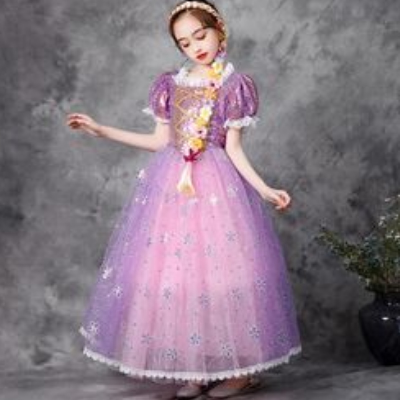 Girl Dress Lace Lades Tangled Carnival Princess Kostuum Kinderen Halloween Christmas Party Rabes Kids Cosplay