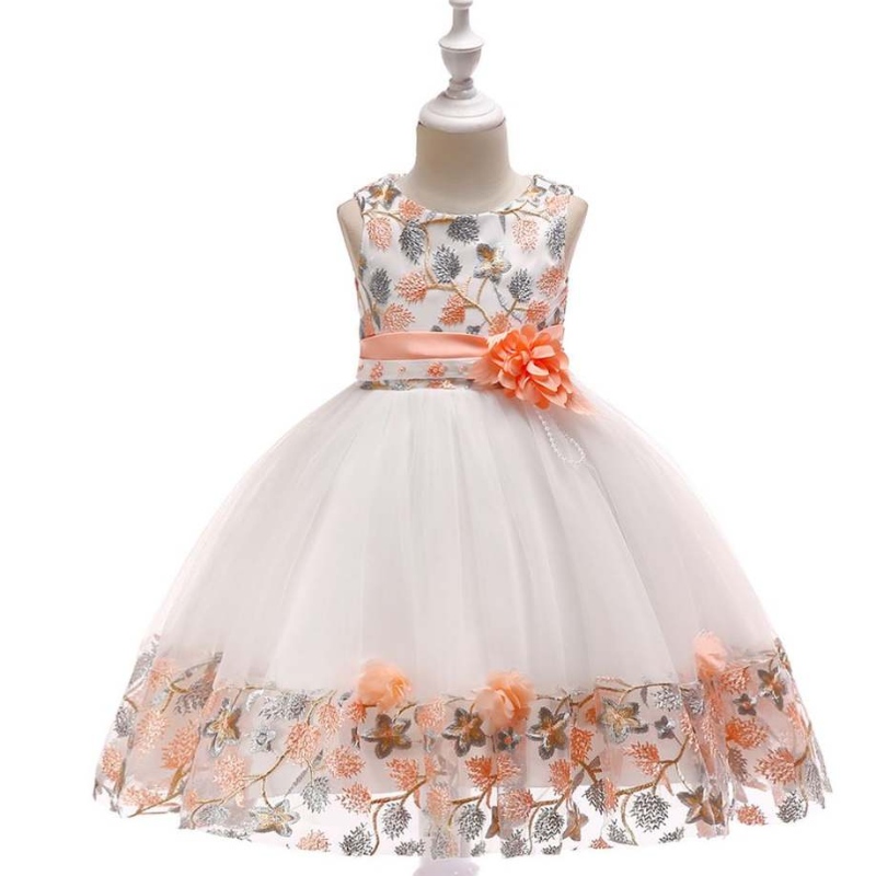 Groothandel Kids Frock Designs Foto's Nieuw model Kids Girls feestjurken voor verjaardag Wedding Party L5045