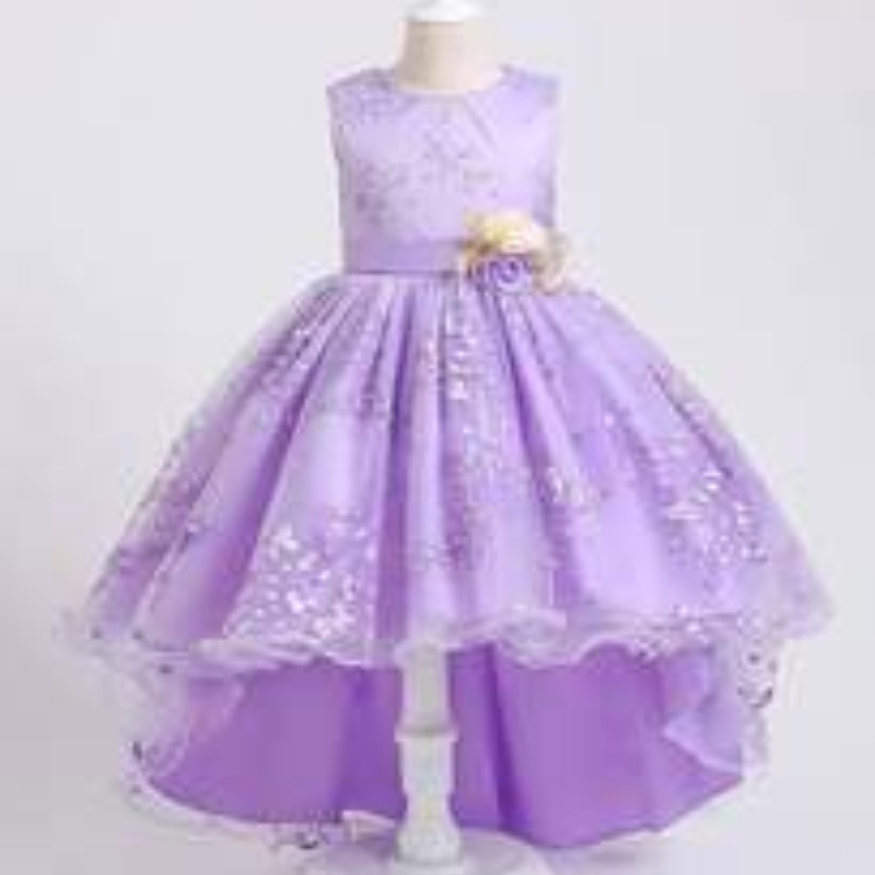 Baige groene kinderen Flower Fairy Princess 4-15 jaar Baby Girls Puffy Dress Design For Party 2153