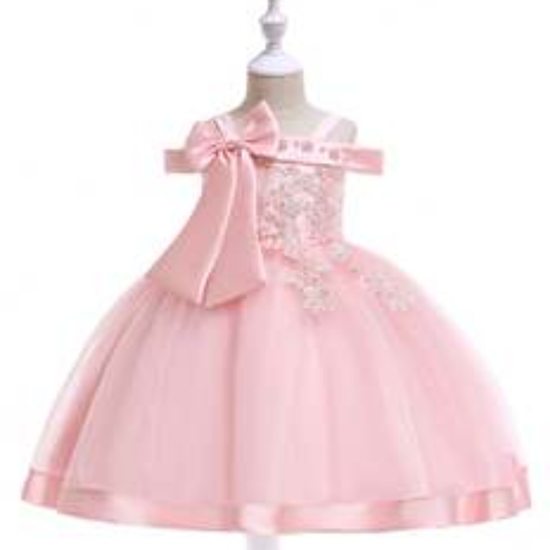 Super zachte kinderkleding van hoge kwaliteit Zomermeisje Kleding Off-Shoulder Baby Girls feestjurken L5081