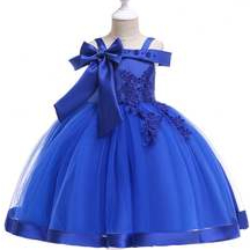 Super zachte kinderkleding van hoge kwaliteit Zomermeisje Kleding Off-Shoulder Baby Girls feestjurken L5081