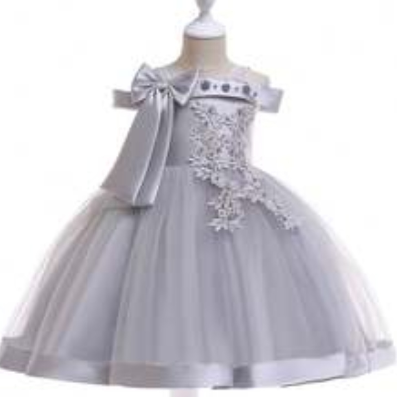 Super zachte kinderkleding van hoge kwaliteit Zomermeisje Kleding Off-Shoulder Baby Girls feestjurken L5081