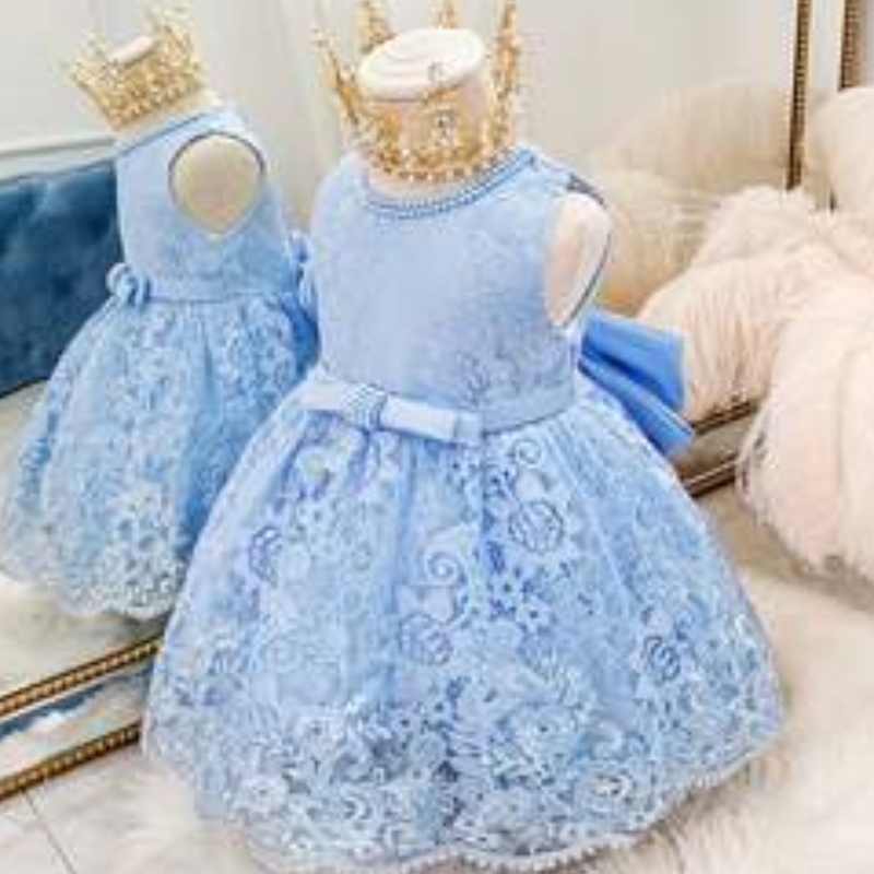 Baige kinderen feestjurken baby meisje japon kinderen pasgeboren kleding bloemenmeisjes jurk