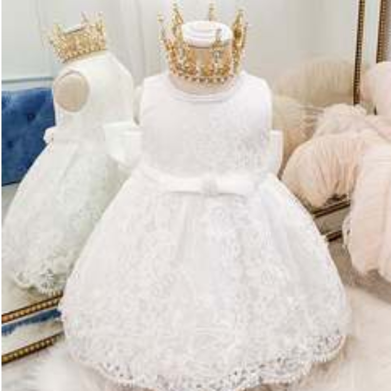 Baige kinderen feestjurken baby meisje japon kinderen pasgeboren kleding bloemenmeisjes jurk