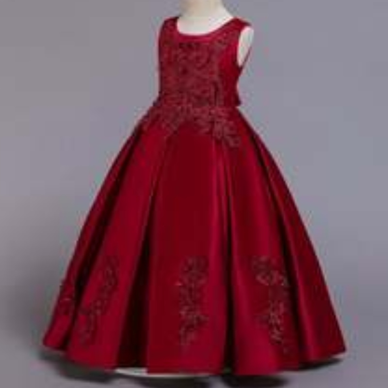 Girls Flower Vintage Lace Princess Lange jurk voor kinderen TULLE PACEANT FORMAL PARTY Wedding Floor Dance Evening Jurk