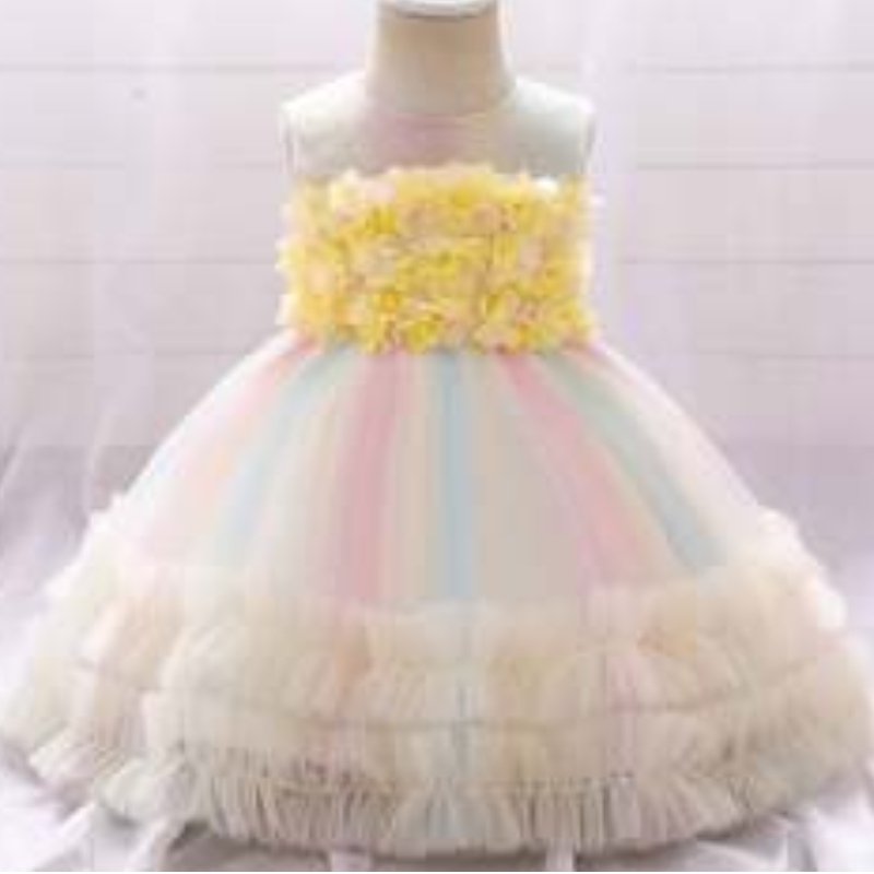 Baigenieuwe mode paarse bloemenmeisje verjaardagsfeestje jurk baby japon ontwerpprestaties jurk l2020xz