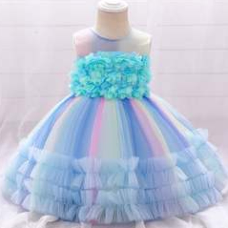 Baigenieuwe mode paarse bloemenmeisje verjaardagsfeestje jurk baby japon ontwerpprestaties jurk l2020xz