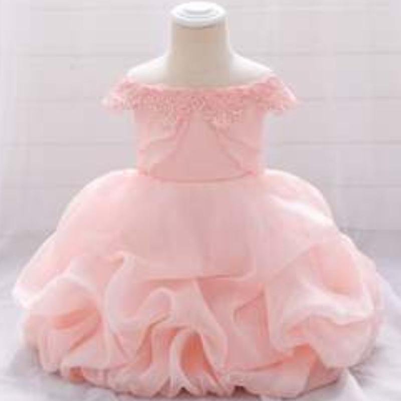 Pasgeboren babymeisje Party Frock Design Off-Shoulder Summer Wear Children Feestjurk bruiloft Verjaardagsfeestje voor kinderen