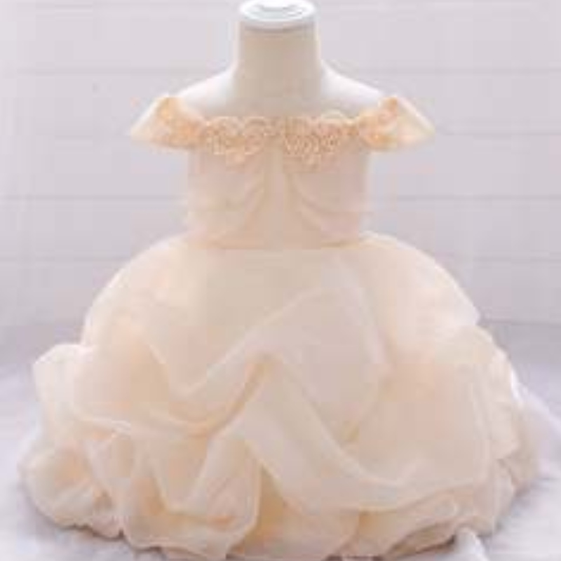 Pasgeboren babymeisje Party Frock Design Off-Shoulder Summer Wear Children Feestjurk bruiloft Verjaardagsfeestje voor kinderen