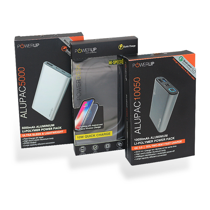 Mobile Power Charging schatverpakkingsdoos laad doos venster kleurendoos aangepaste elektronica verpakking