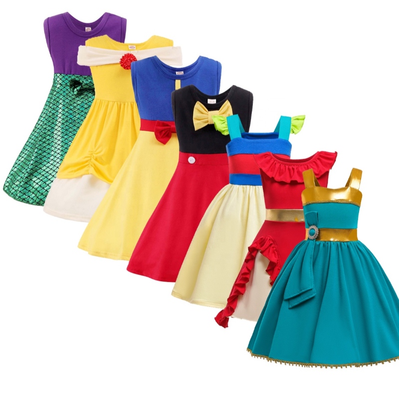 Zomer babymeisjes zeemeermin prinses jurken Sneeuwwitje peuter verjaardag belle feestjurk kleding