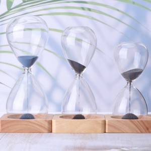 Amazon Hot Deals Glass Handgeblazen Creative Souvenir Gifts 15/30 Minute Magnetic Sand Timer Hourglas met houten basis