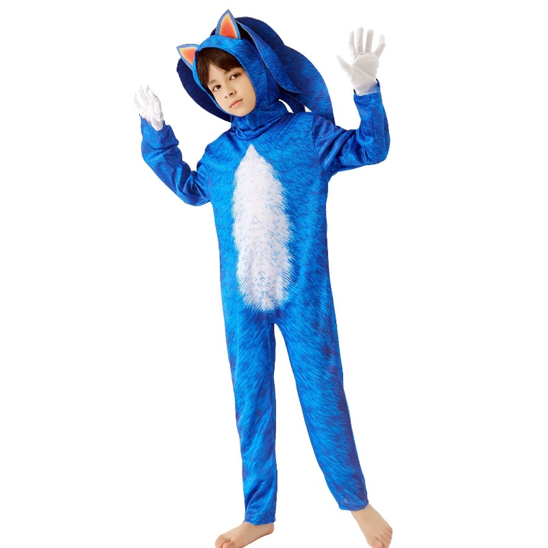 Nieuwe stijl jongens jumpsuits met accessoires feest cosplay kleding kinderen sonische Halloween -kostuums