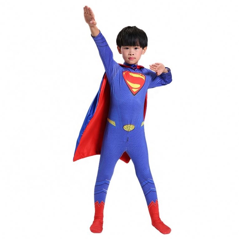 Marvel DC Superhero TV&movie Blue&red Comic Figures Fancy Cosplay Bodysuit Jumpsuit Panty Anime Super Man kostuums met mantel