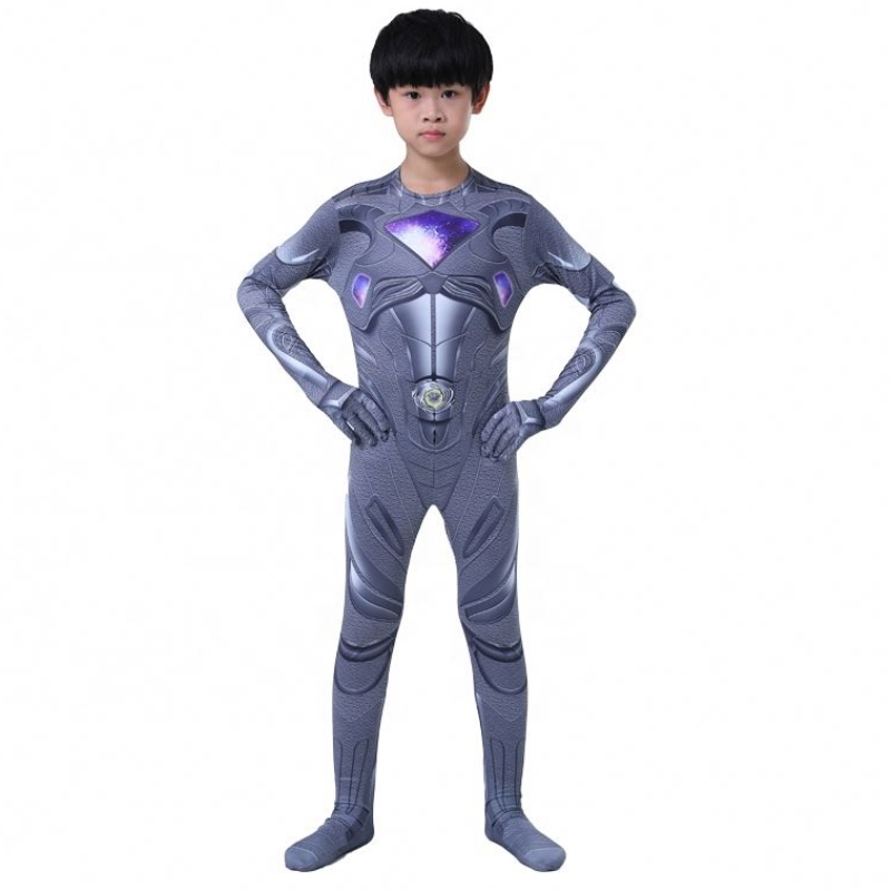Black Color Superhero stelt Halloween Party Jumpsuit Mystic Force Power Ranger -kostuum voor kinderen