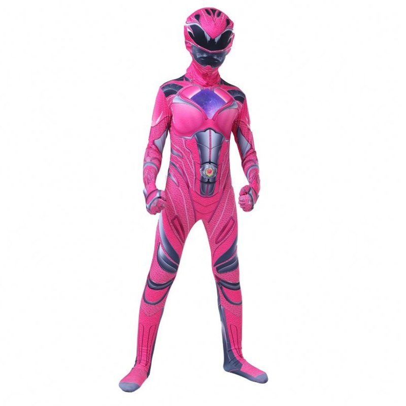 2022 Meerdere kleuren jongens Halloween Carnival Party Thunder Red Power Ranger Cosplay kostuum met gezichtsmasker voor kinderen
