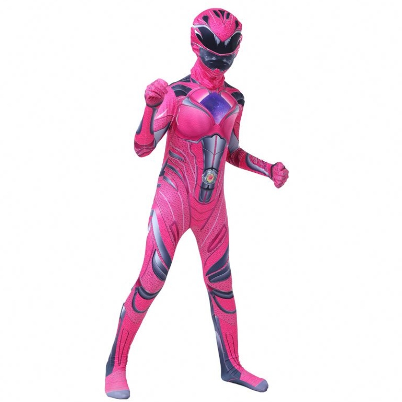 2022 Meerdere kleuren jongens Halloween Carnival Party Thunder Red Power Ranger Cosplay kostuum met gezichtsmasker voor kinderen